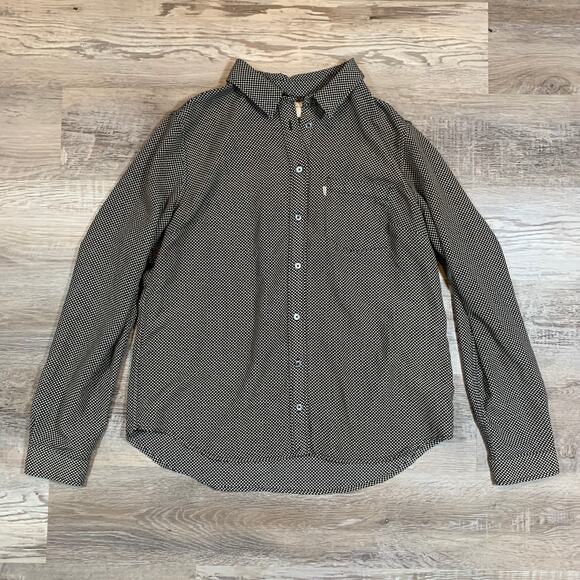 Levi's Classic Fit Long Sleeve Check Black White Button Down Shirt- Size Large - Picture 1 of 7